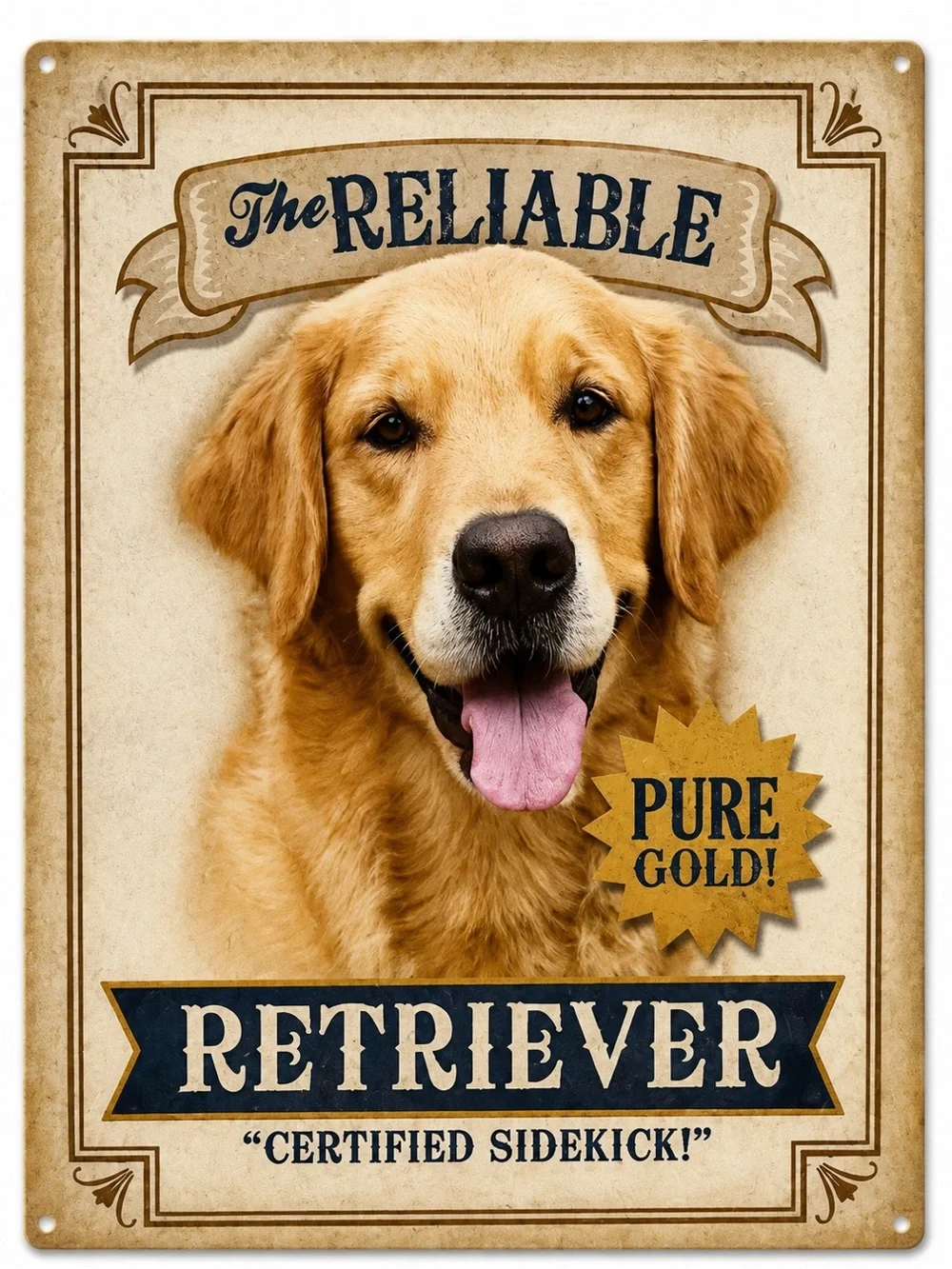 NEW The Reliable Golden Retriever Dog Metal Sign